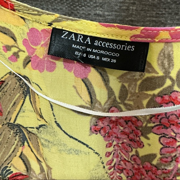 ZARA Yellow Floral Wrap Dress | Belted Midi | Size S - Picture 2 of 4